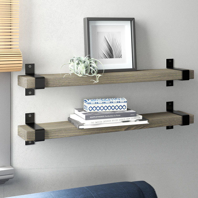 Mistana™ Abasi 2 Piece Pine Solid Wood Bracket Wall Shelf & Reviews